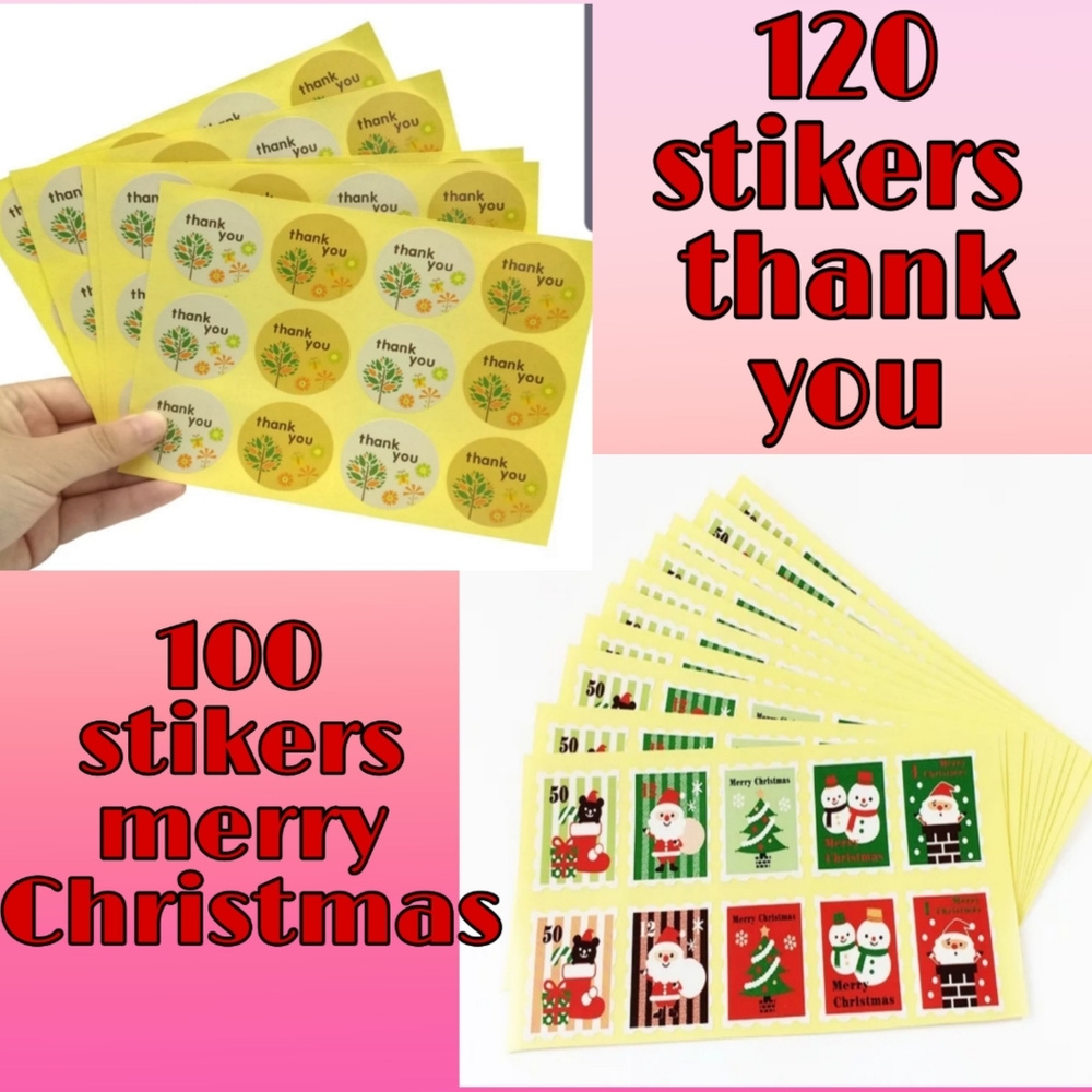 220 stikers thankyou and merry Christmas set